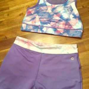 Two piece kids set biker shorts and sports bra